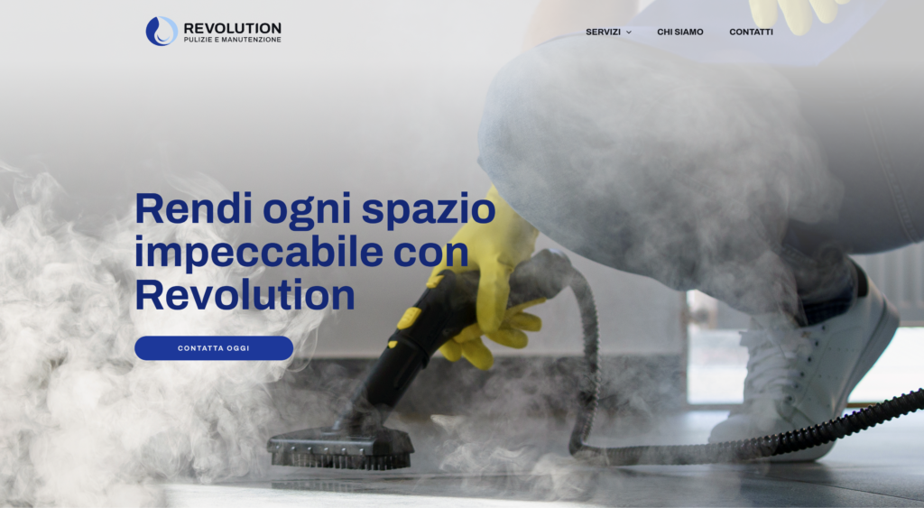 sito web di revolution pulizie per portfolio progetti